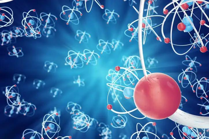 3d Rendering of Chemistry Model of Atoms and Electrons